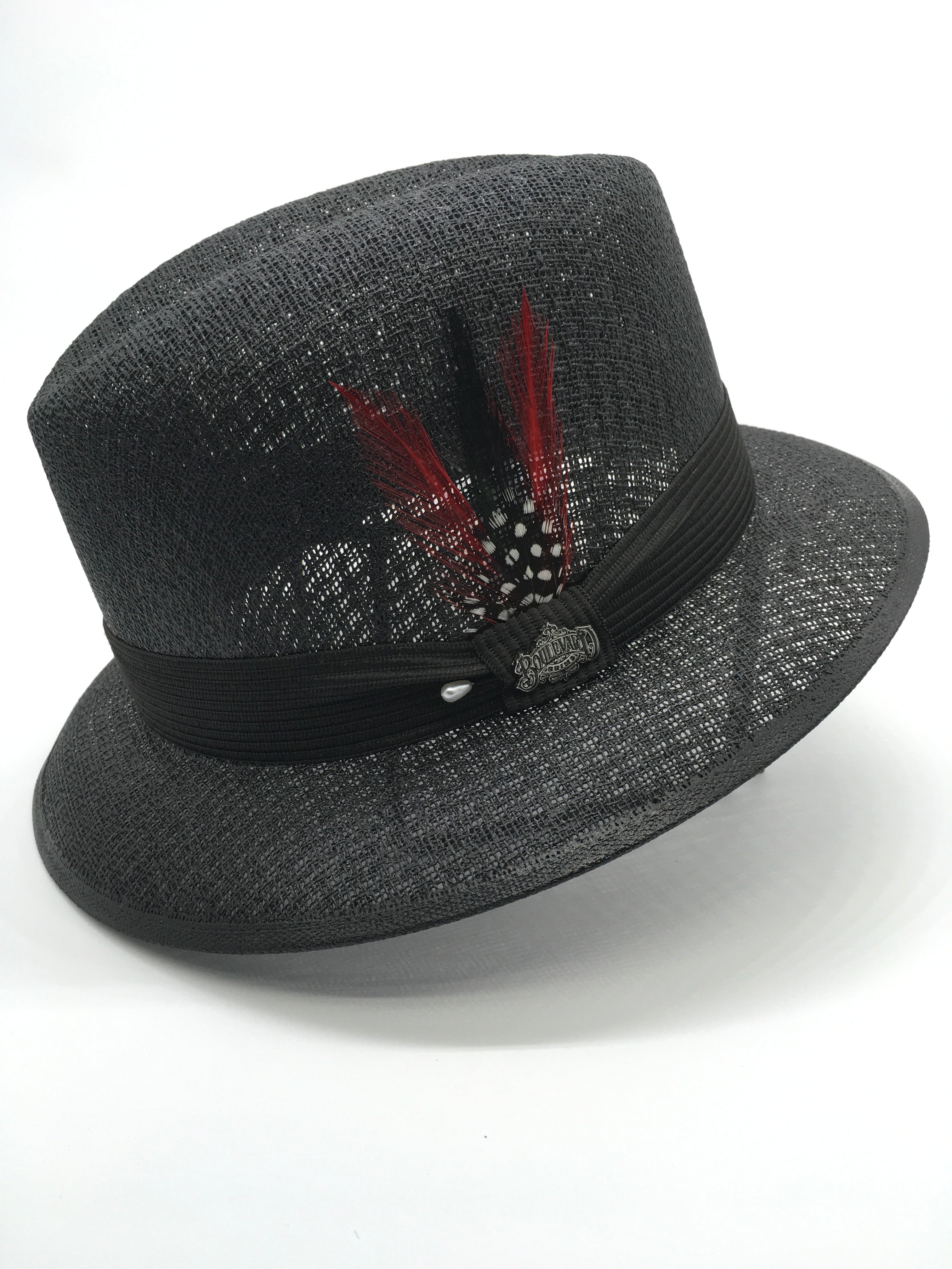 Lowrider Brim "Center crease" Black / Red feather