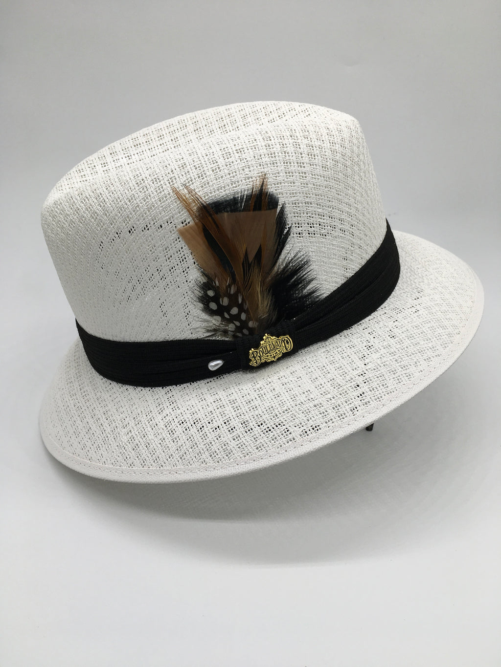 Lowrider Brim "Center crease" white / Brown feather