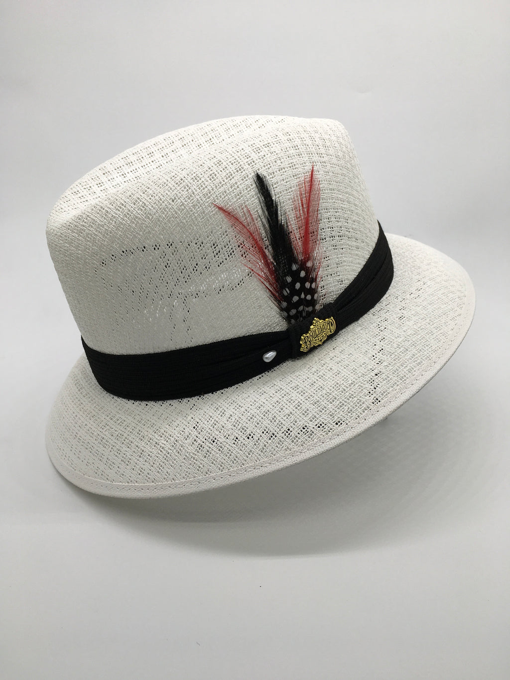 Lowrider Brim "Center crease" white / Red feather