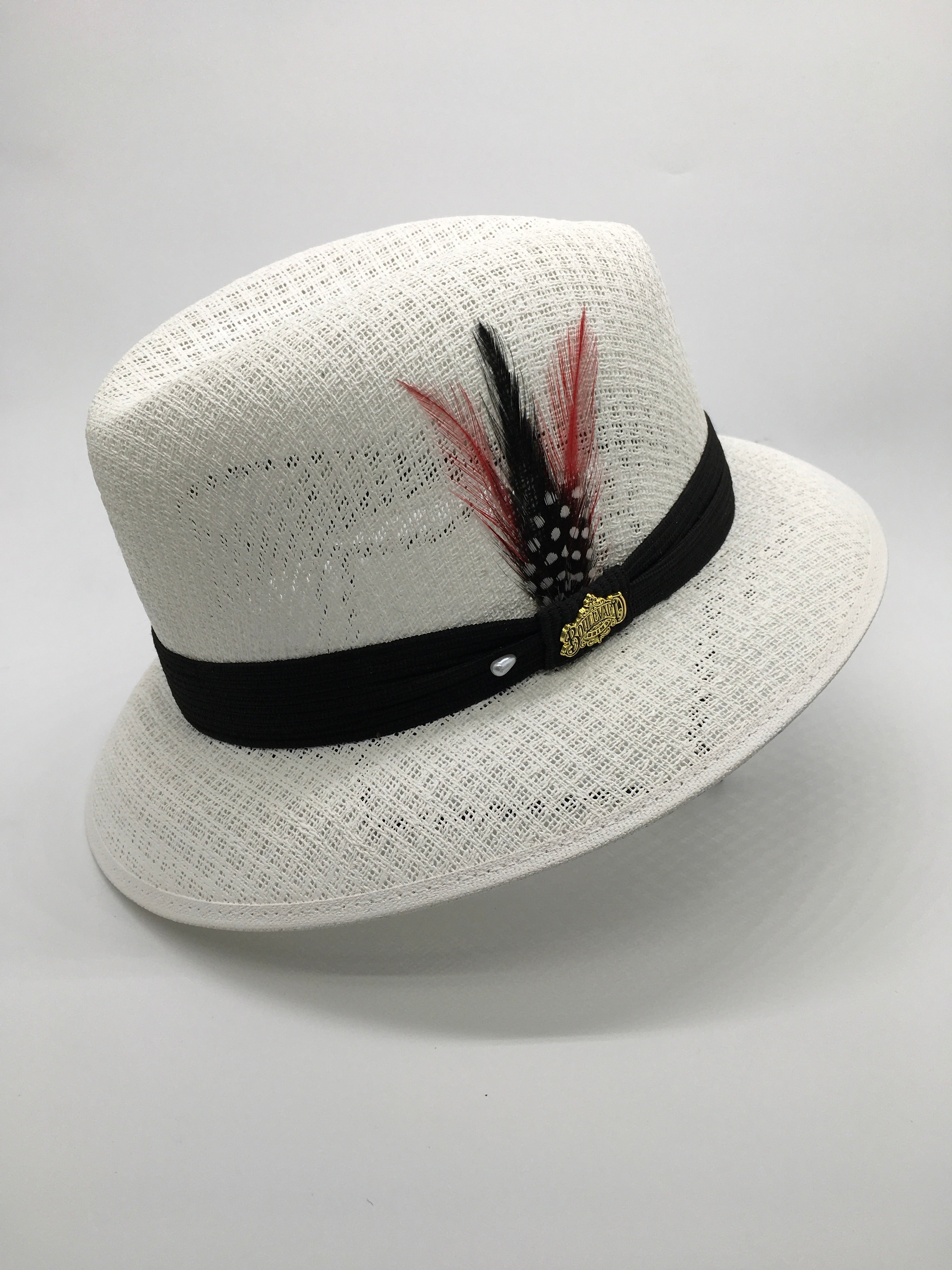 Lowrider Brim "Center crease" white / Red feather