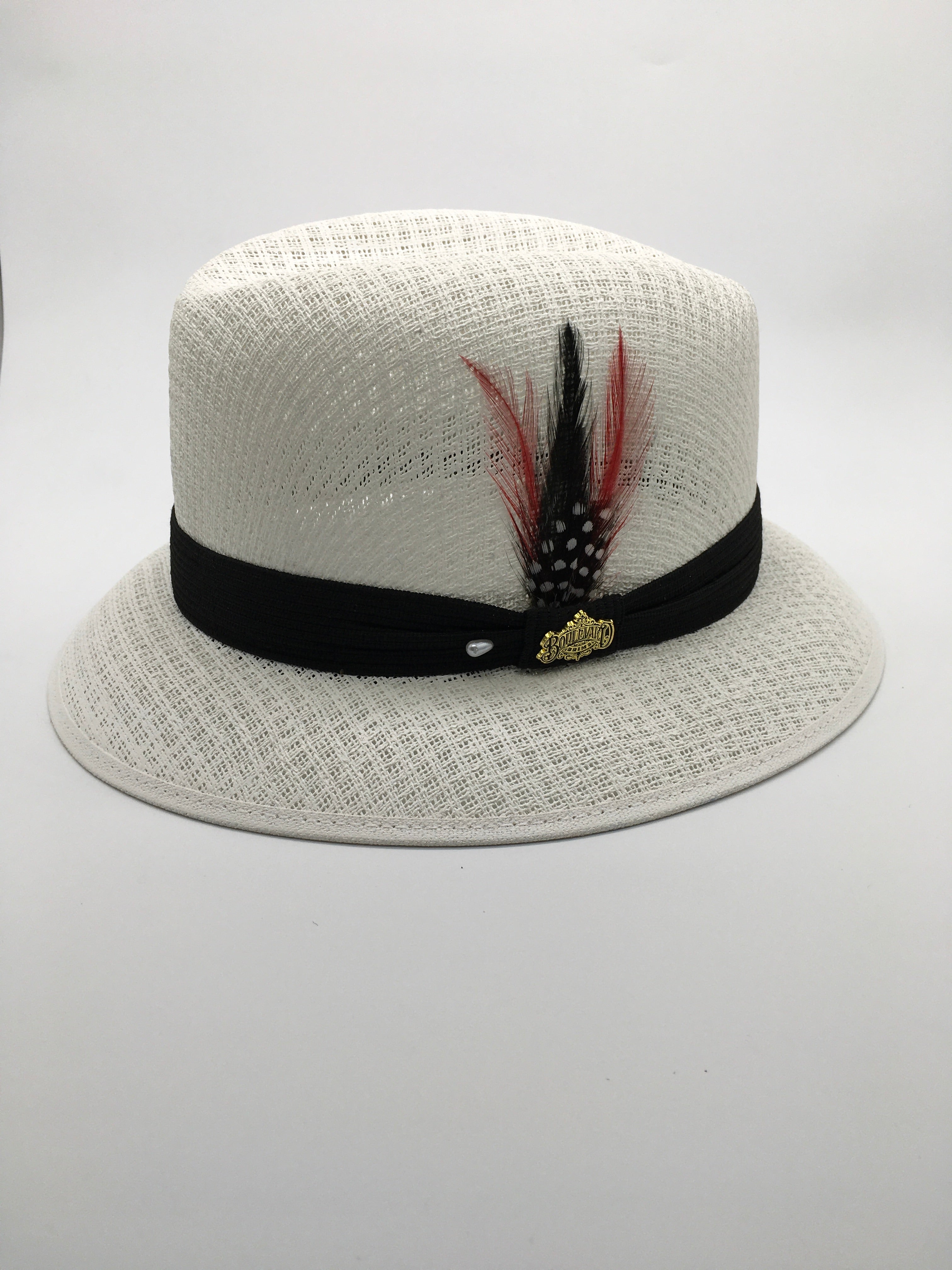 Lowrider Brim "Center crease" white / Red feather