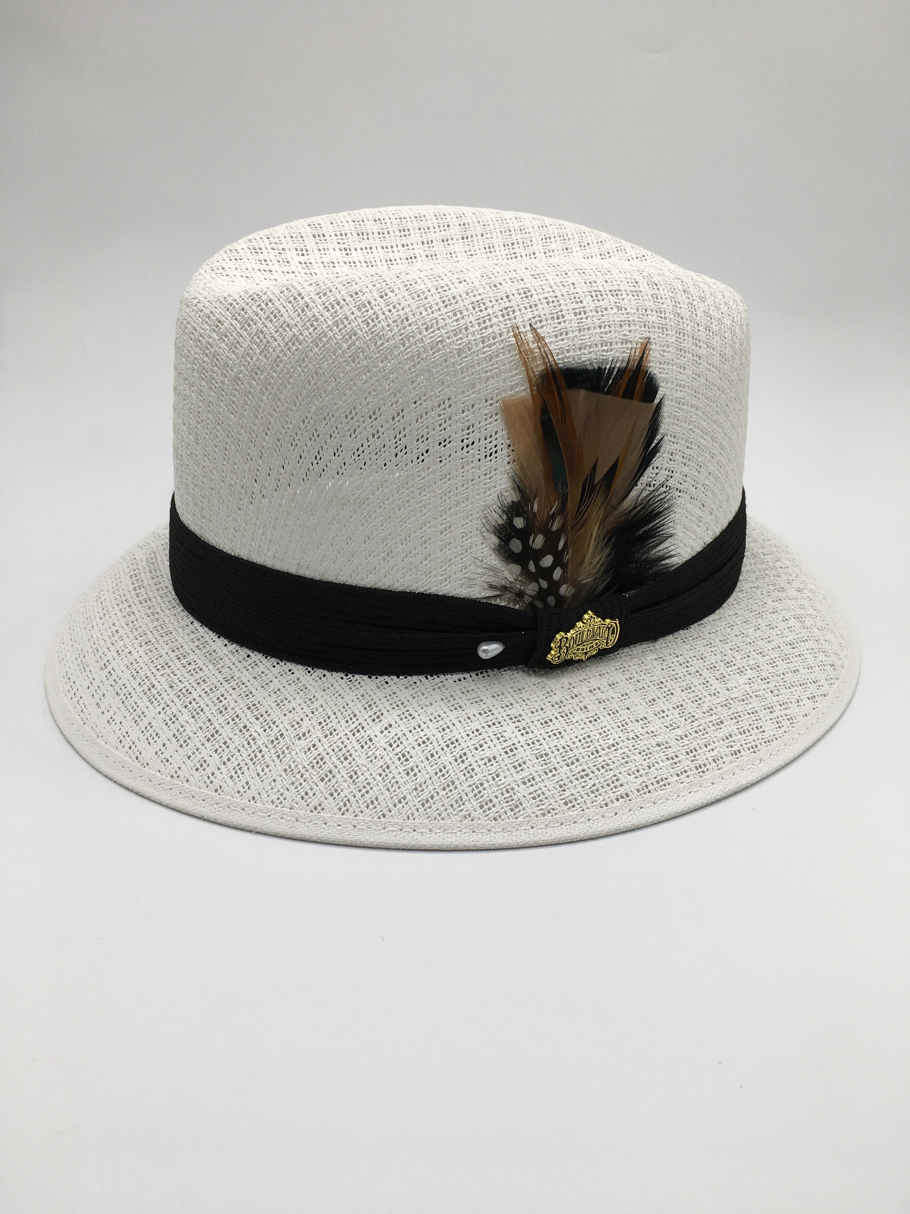 Lowrider Brim "Center crease" white / Brown feather